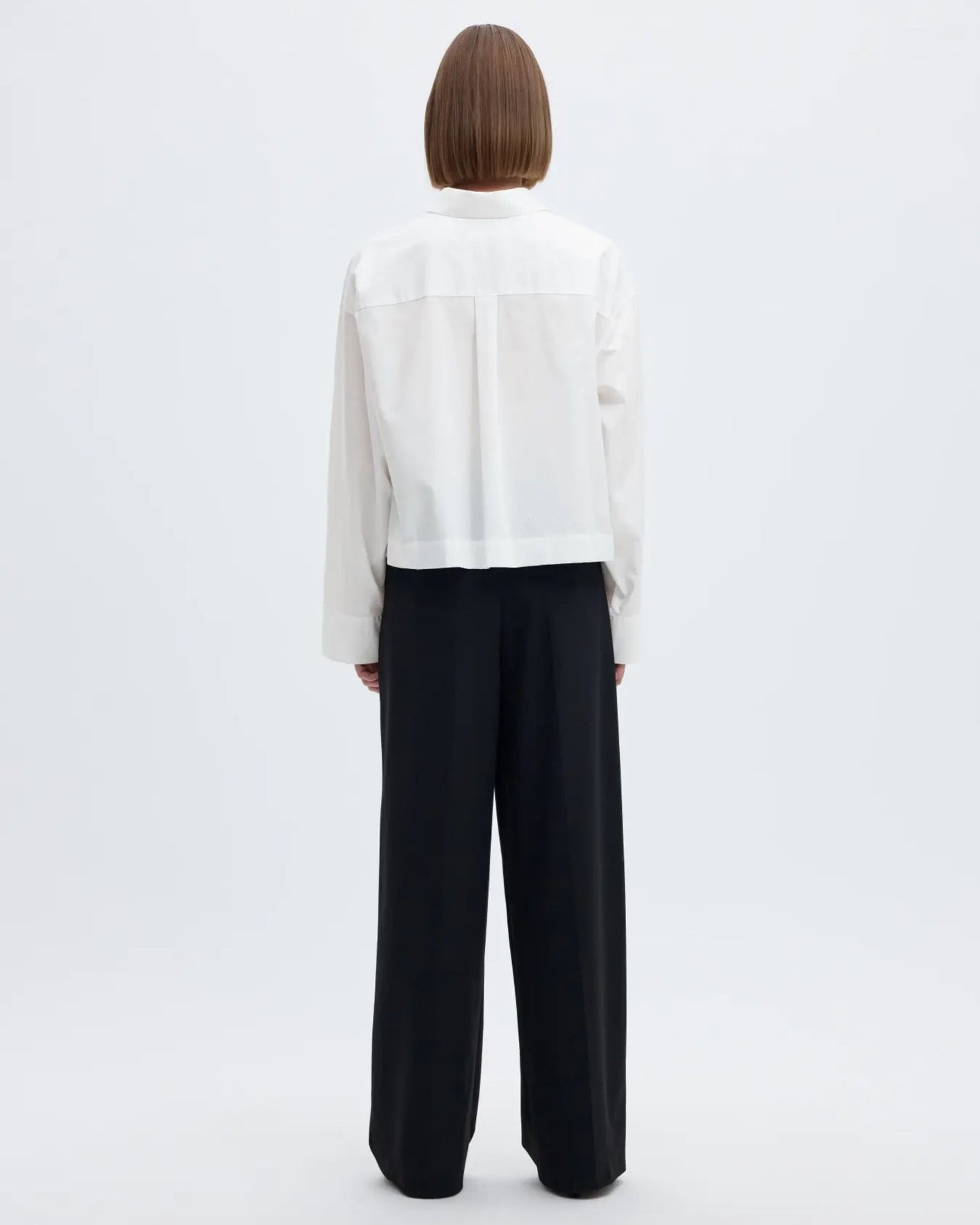 Cropped boxy long-sleeve shirt