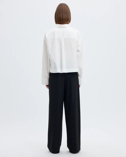 Cropped boxy long-sleeve shirt