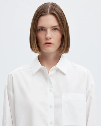 Cropped boxy long-sleeve shirt