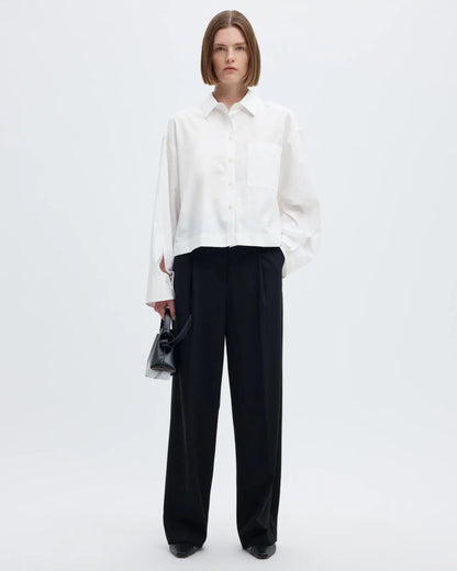 Cropped boxy long-sleeve shirt