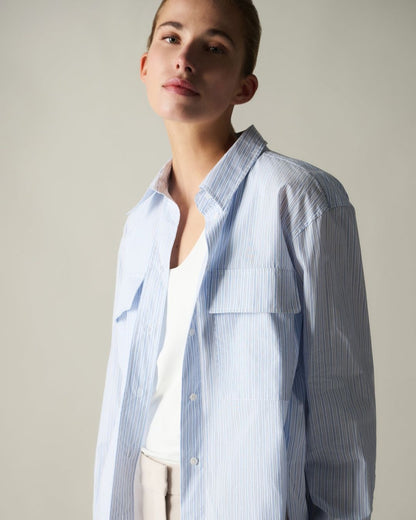 Camicia a righe dal taglio boyfriend con polsini regolabili