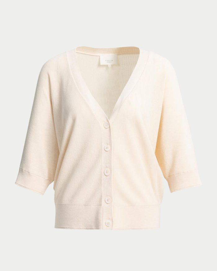 Cardigan in maglia con maniche corte a pipistrello