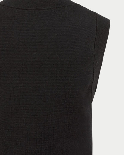 Cardigan smanicato in maglia fine con bottoni