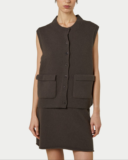 Vest, shaved, cashmere blend, yarn-dyed