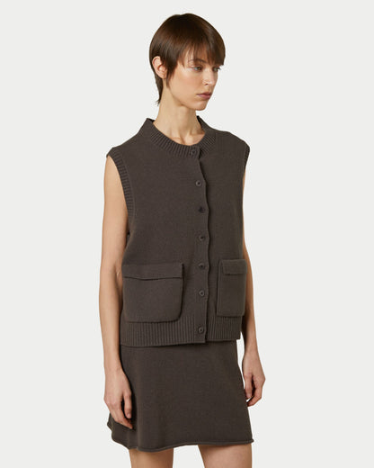 Vest, shaved, cashmere blend, yarn-dyed