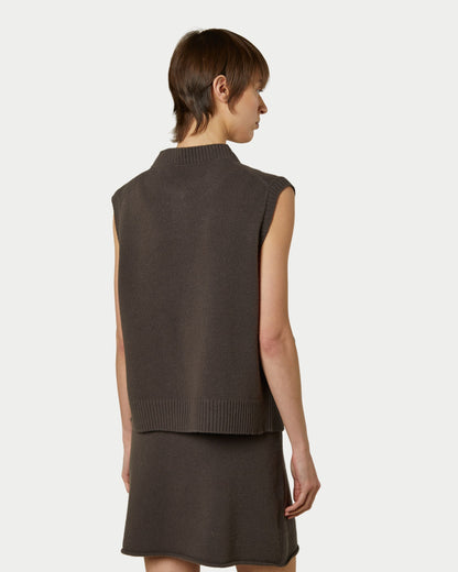 Vest, shaved, cashmere blend, yarn-dyed