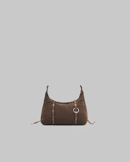 Borsa Cloud Hobo Mini Cocoa Vintage Ripstop con tracolla 8 mm Rope Sage Lattice