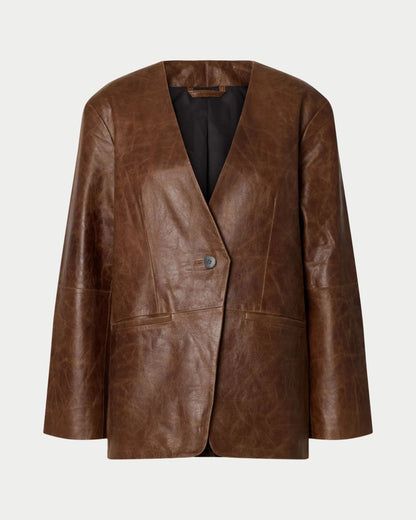 Giacca blazer in pelle oversize