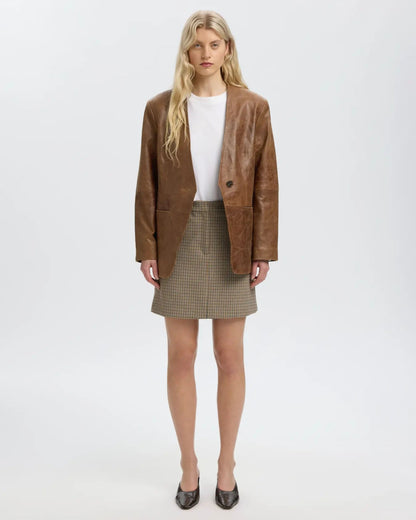 Giacca blazer in pelle oversize