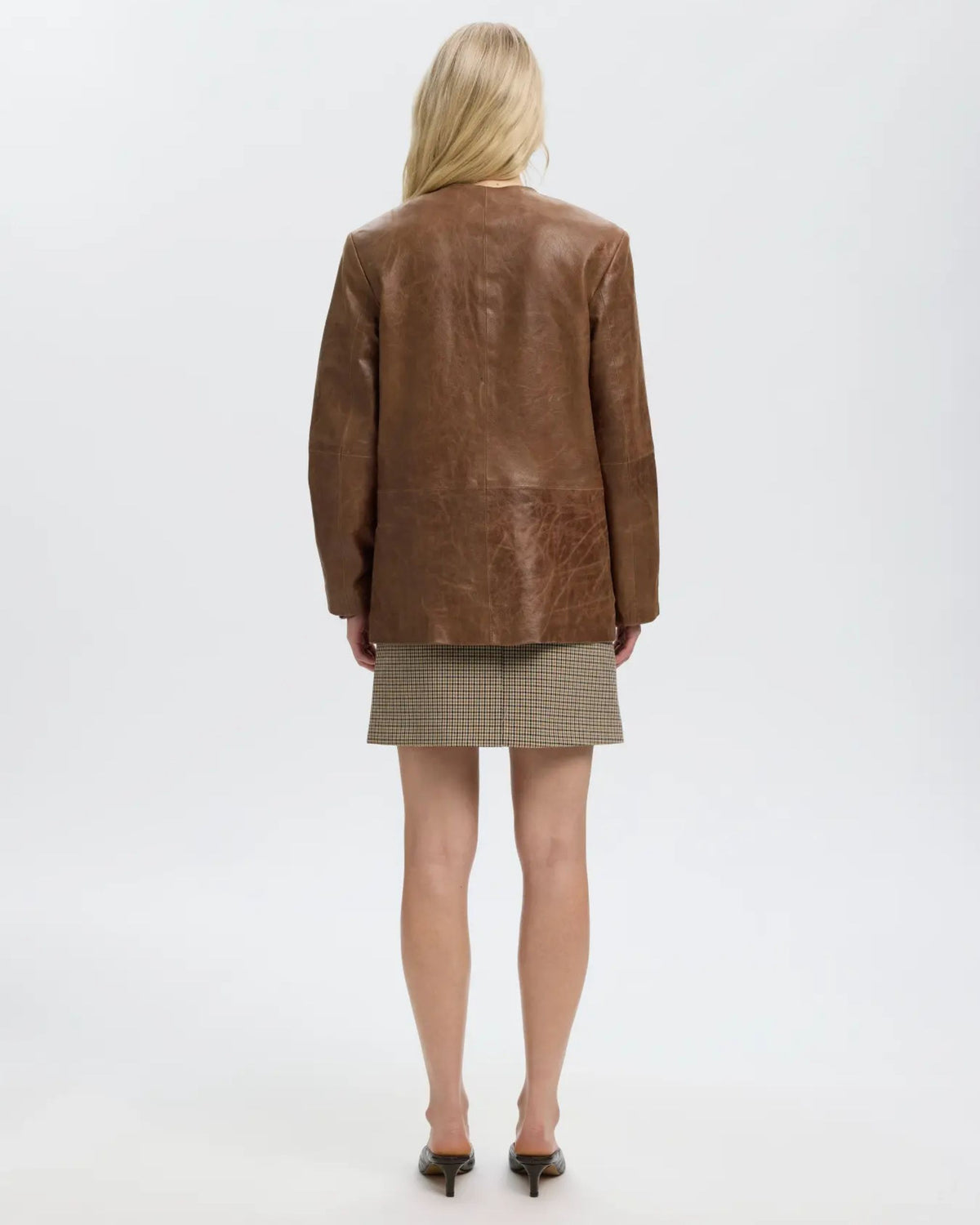 Giacca blazer in pelle oversize