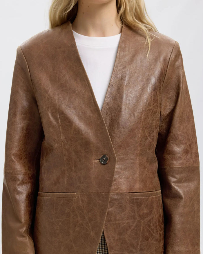 Giacca blazer in pelle oversize