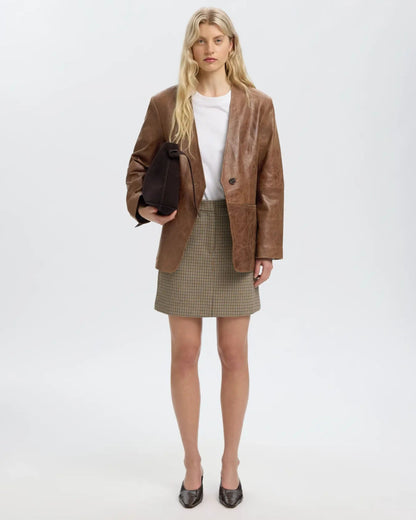 Giacca blazer in pelle oversize
