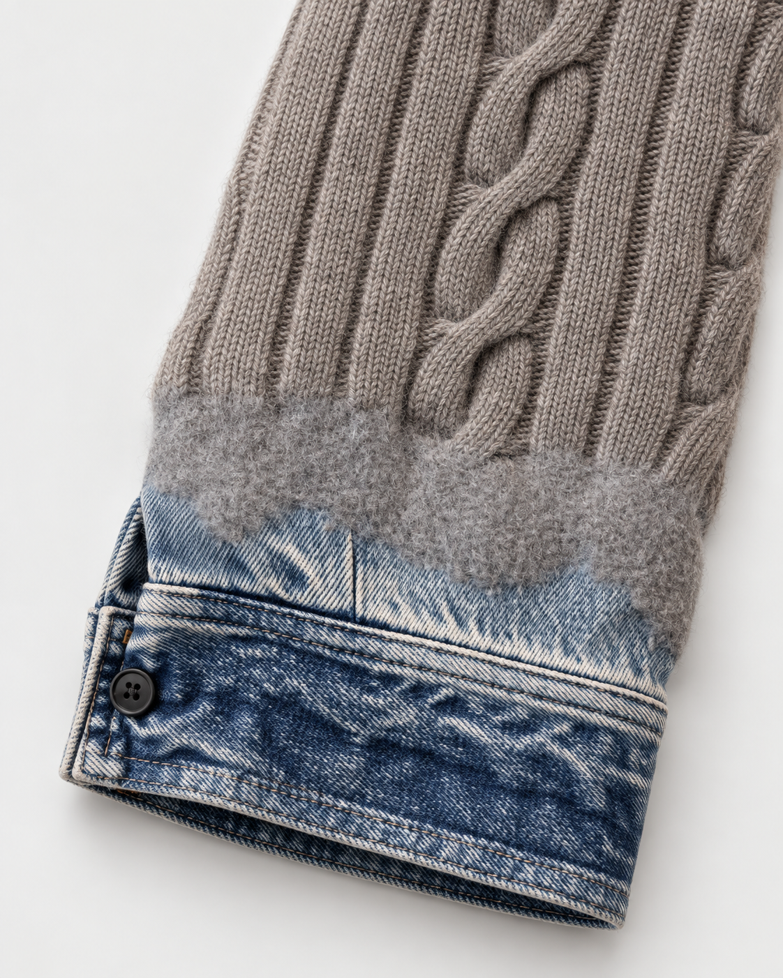 Maglia in cotone lavorata a trecce con finiture in denim Karine pollock