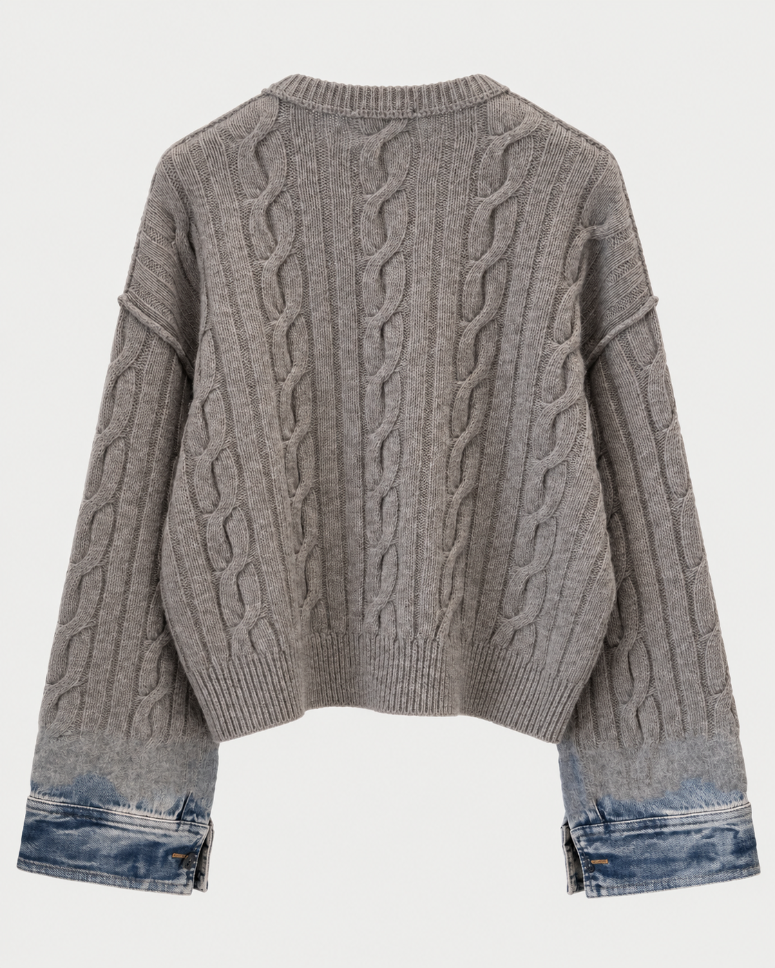 Maglia in cotone lavorata a trecce con finiture in denim Karine pollock