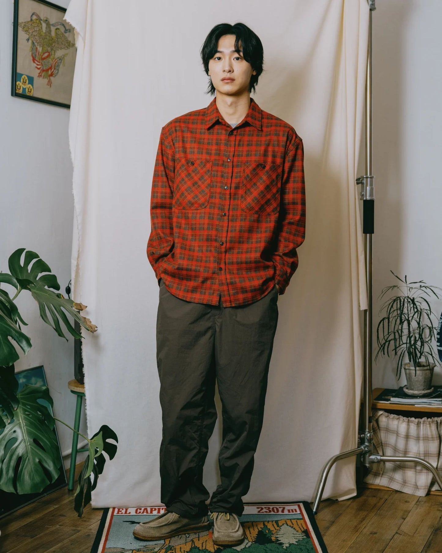 Flannel plaid shirt with two pockets