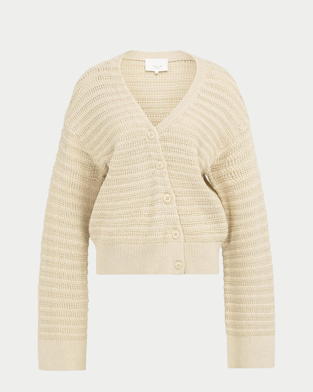 Cardigan in maglia con scollo a V e chiusura diagonale