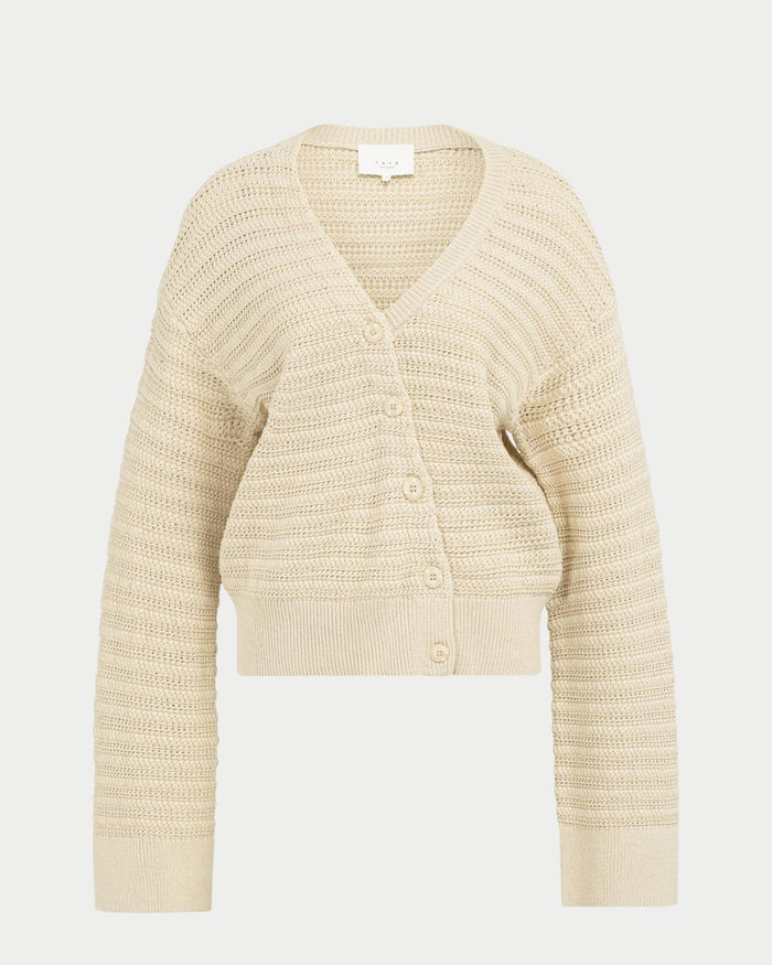 Cardigan in maglia con scollo a V e chiusura diagonale