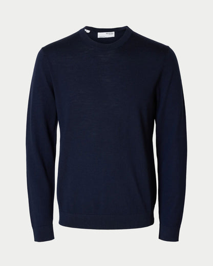 Maglia girocollo in lana merino a maniche lunghe regular fit