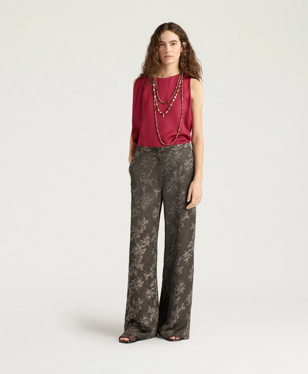 Pantaloni candeo in jacquard di viscosa