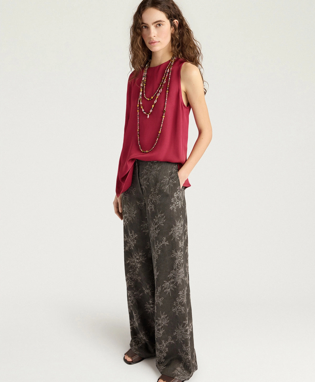 Pantaloni candeo in jacquard di viscosa