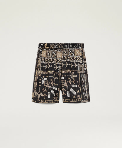 Shorts tumble in twill di seta
