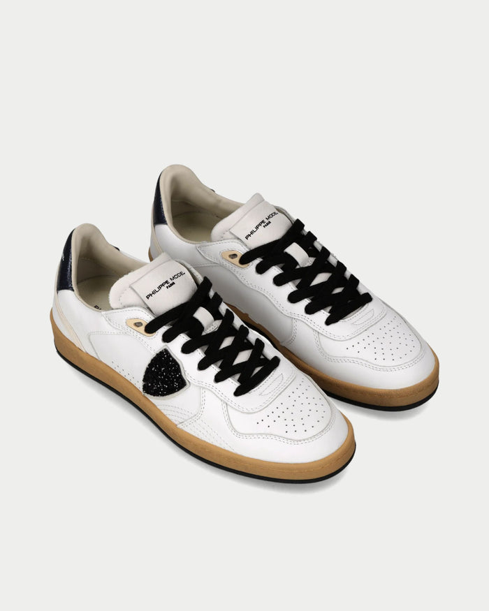 Women's PGAL Low Leather Sneakers with Glitter Details