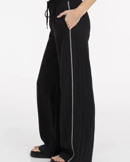 Pantaloni a gamba ampia con impunture a contrasto – L32