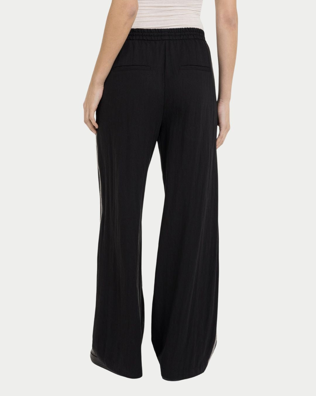 Pantaloni a gamba ampia con impunture a contrasto – L32