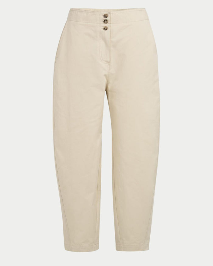 Pantaloni barrel a vita alta con dettaglio di bottoni