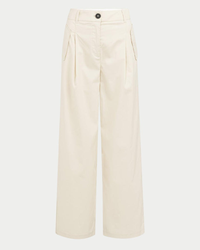 Pantaloni cargo a gamba ampia con pieghe – L32 - cream