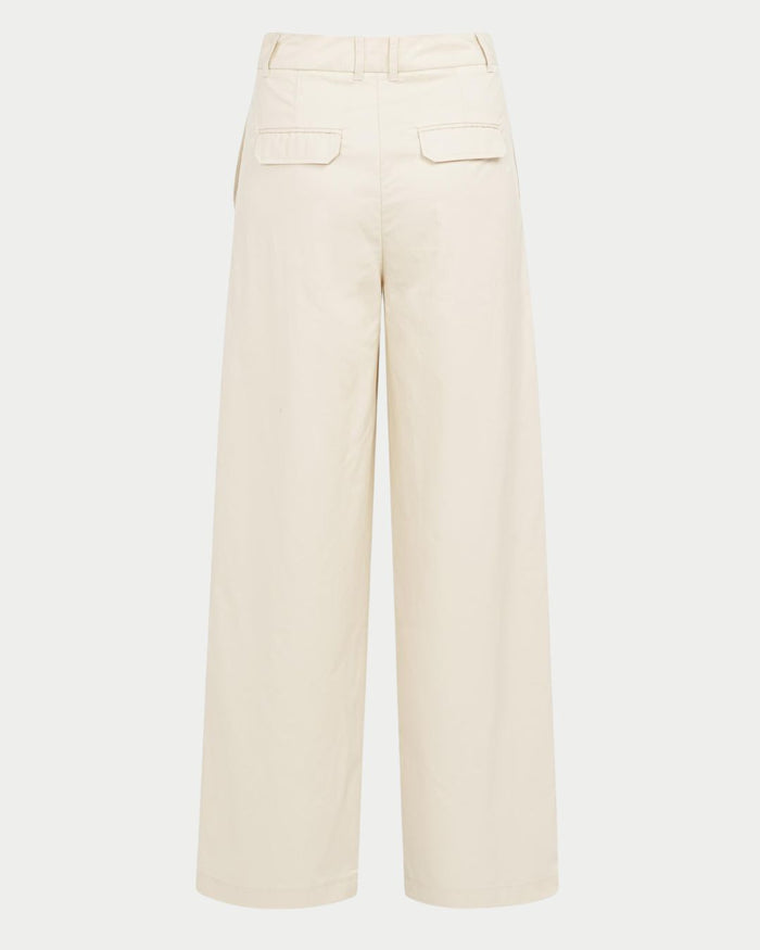 Pantaloni cargo a gamba ampia con pieghe – L32 - cream