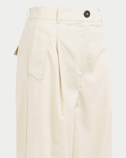 Pantaloni cargo a gamba ampia con pieghe – L32 - cream