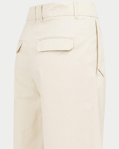 Pantaloni cargo a gamba ampia con pieghe – L32 - cream
