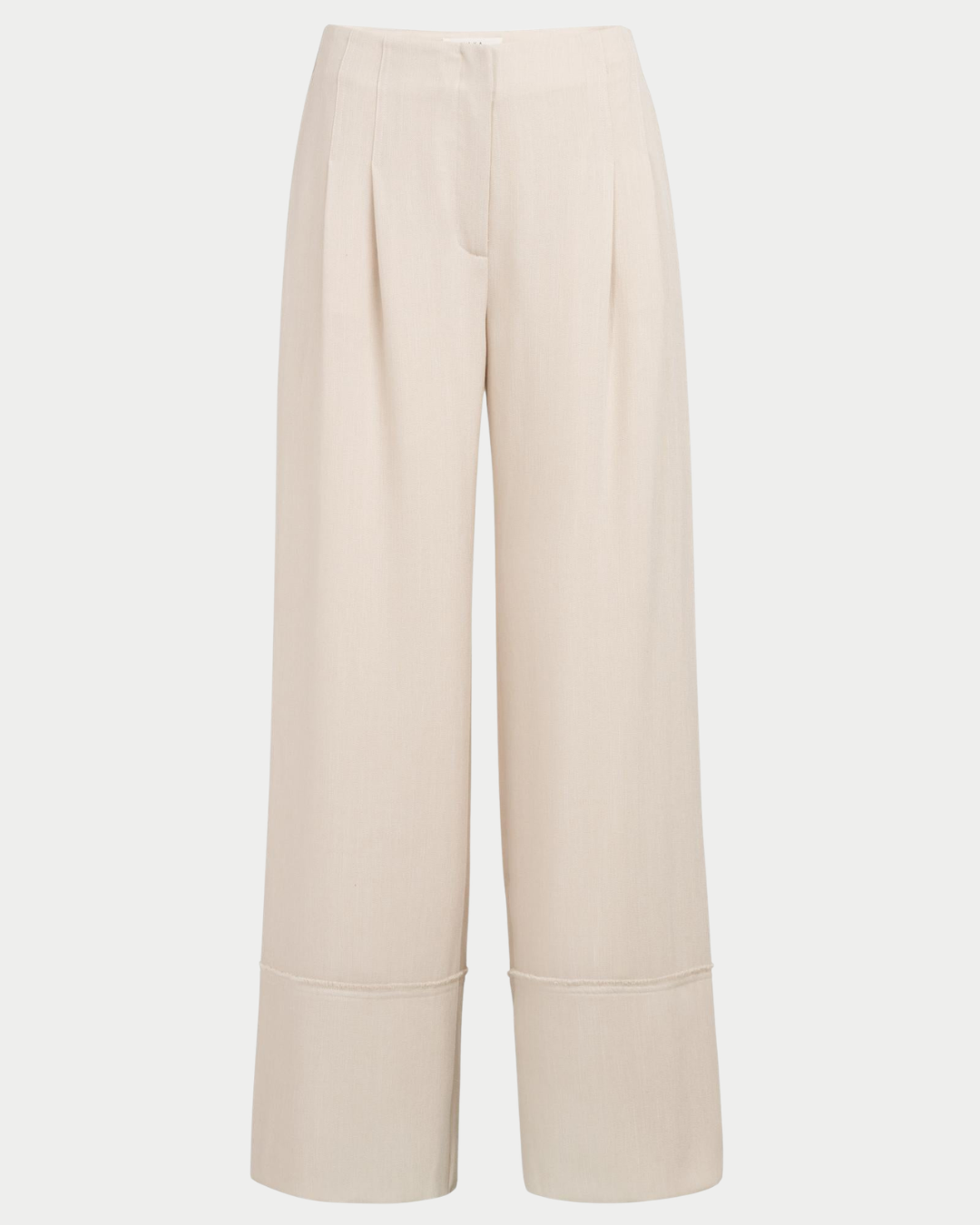 Pantaloni in misto lino a gamba ampia con dettagli sfrangiati