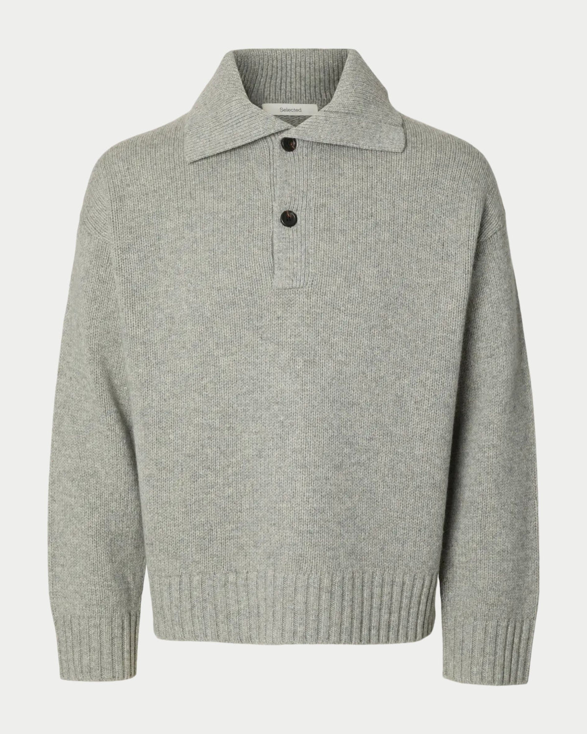 Langärmeliges Strickpolo in Regular Fit