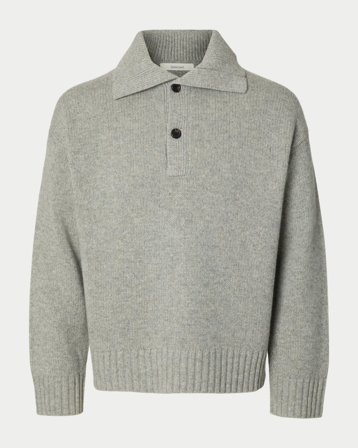 Langärmeliges Strickpolo in Regular Fit
