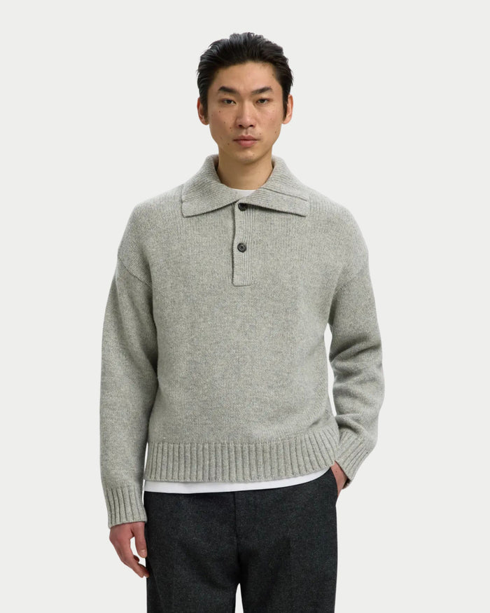 Langärmeliges Strickpolo in Regular Fit