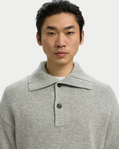 Langärmeliges Strickpolo in Regular Fit