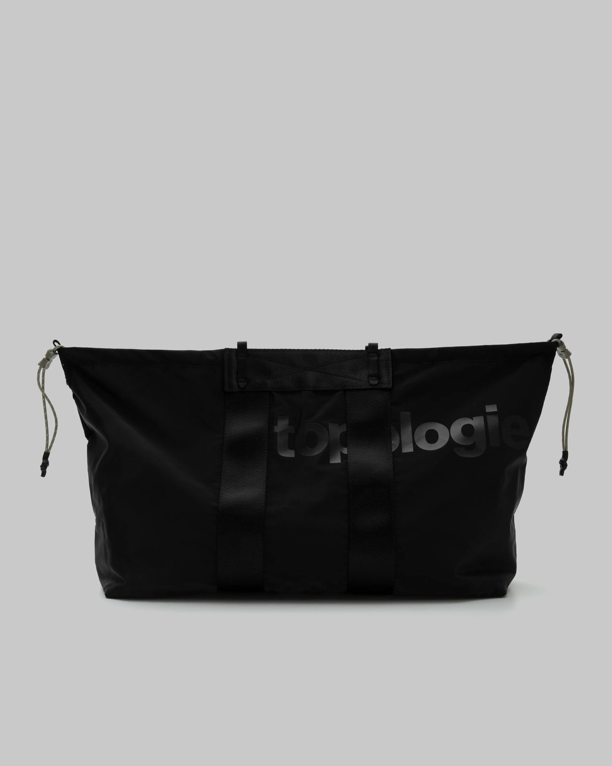 Borsa Summit Tote Wide Medium Black Tech Sateen con due Bungee Wrist Strap Moss