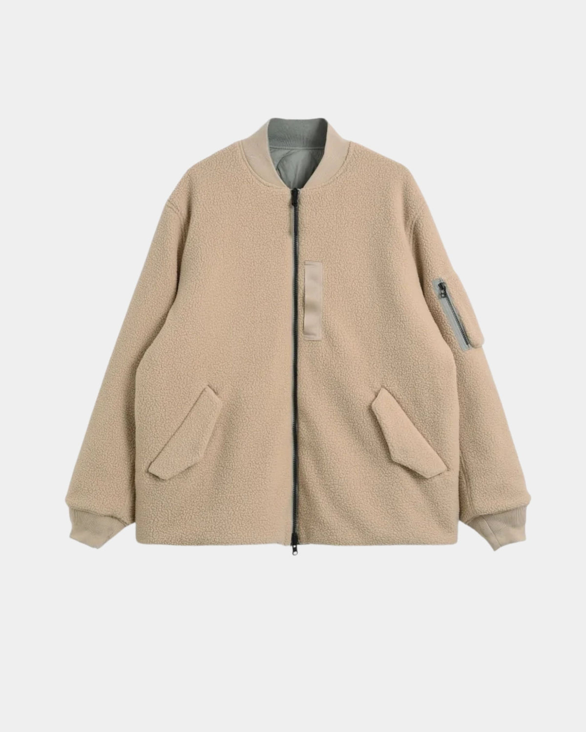 Reversible padded faux shearling jacket