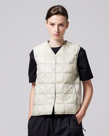 Padded sleeveless jacket with V-neck