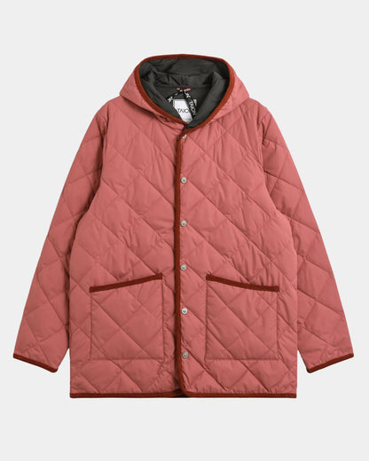 Padded jacket with hood and piping trims