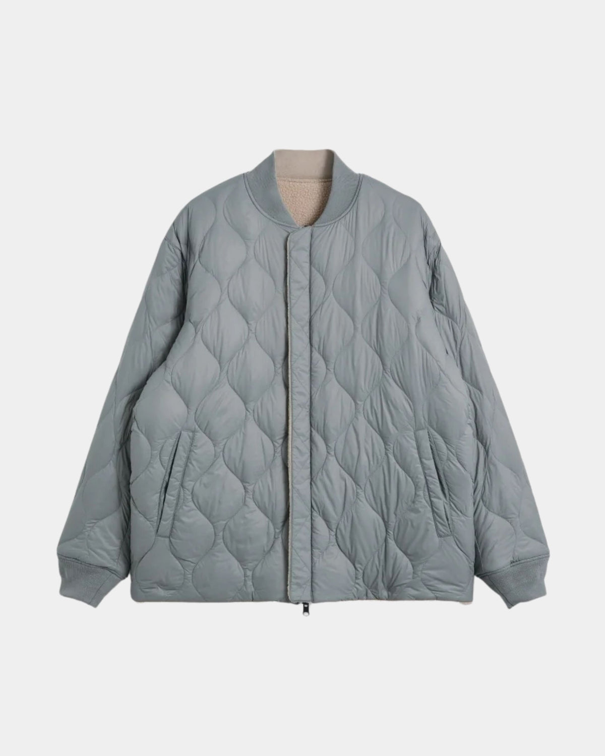 Reversible padded faux shearling jacket