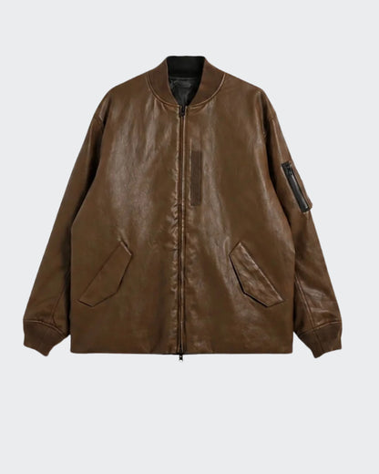 Reversible padded faux leather jacket