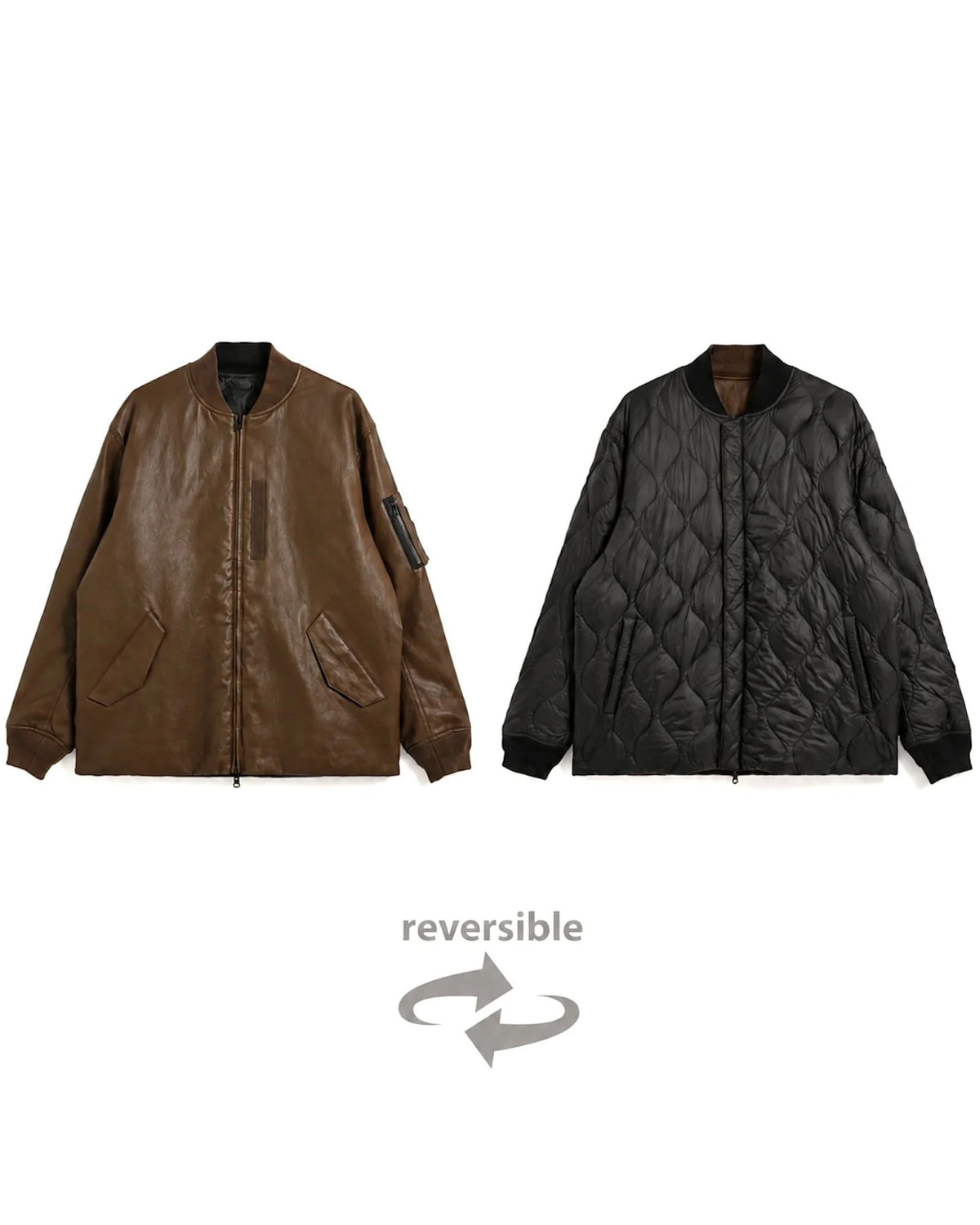 Reversible padded faux leather jacket