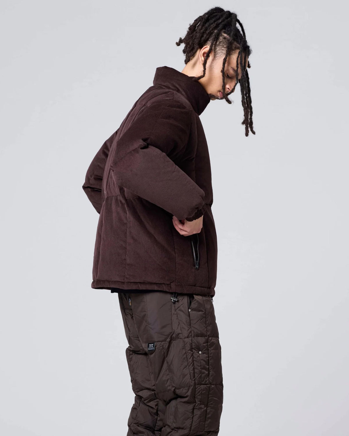 Gesteppte Cordjacke mit Reißverschluss