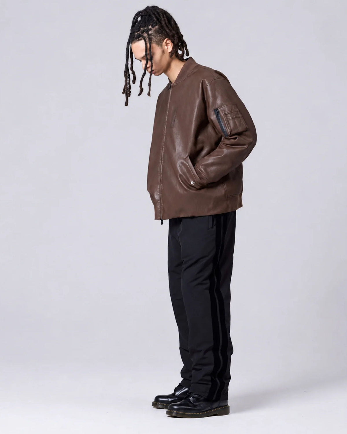 Reversible padded faux leather jacket