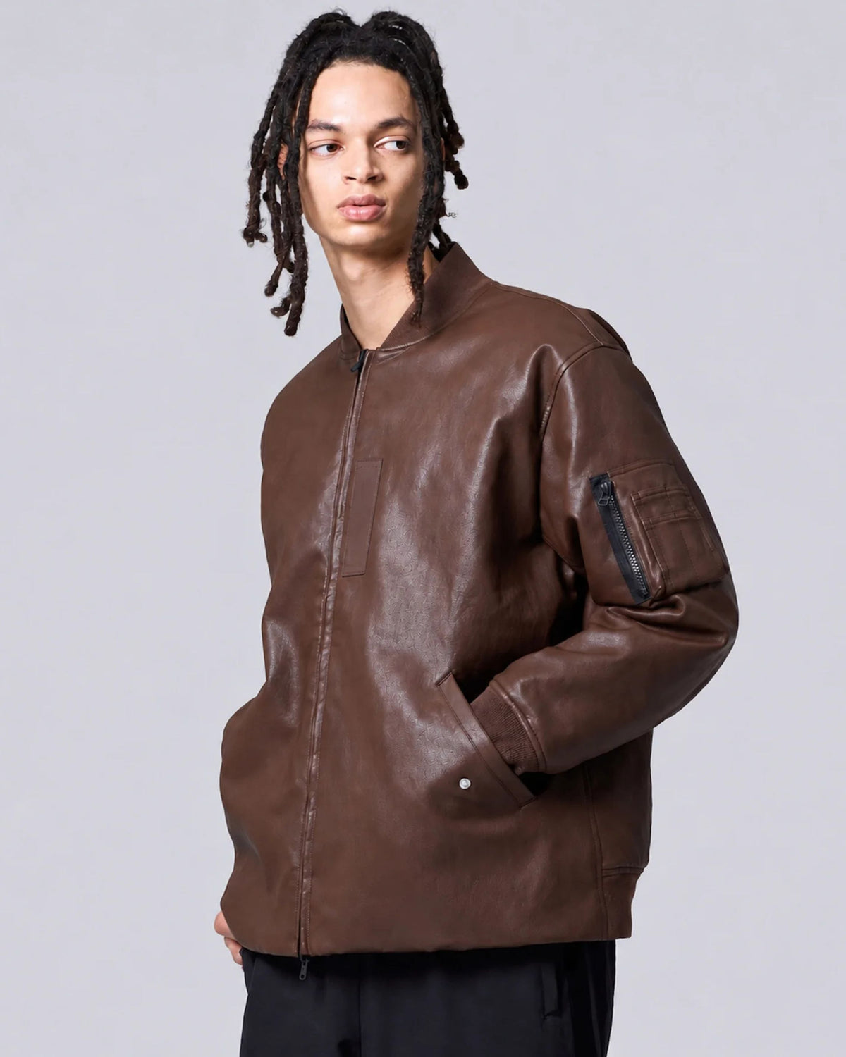 Reversible padded faux leather jacket