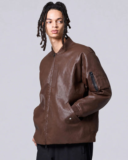Reversible padded faux leather jacket