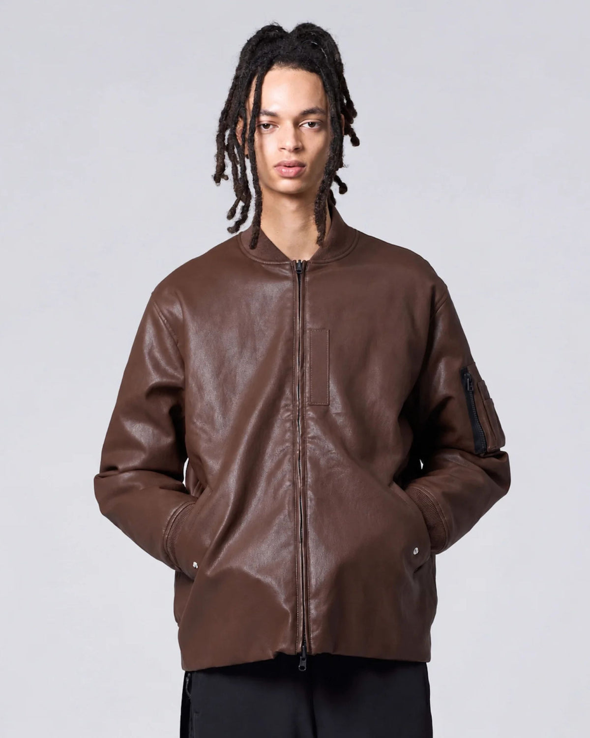 Reversible padded faux leather jacket